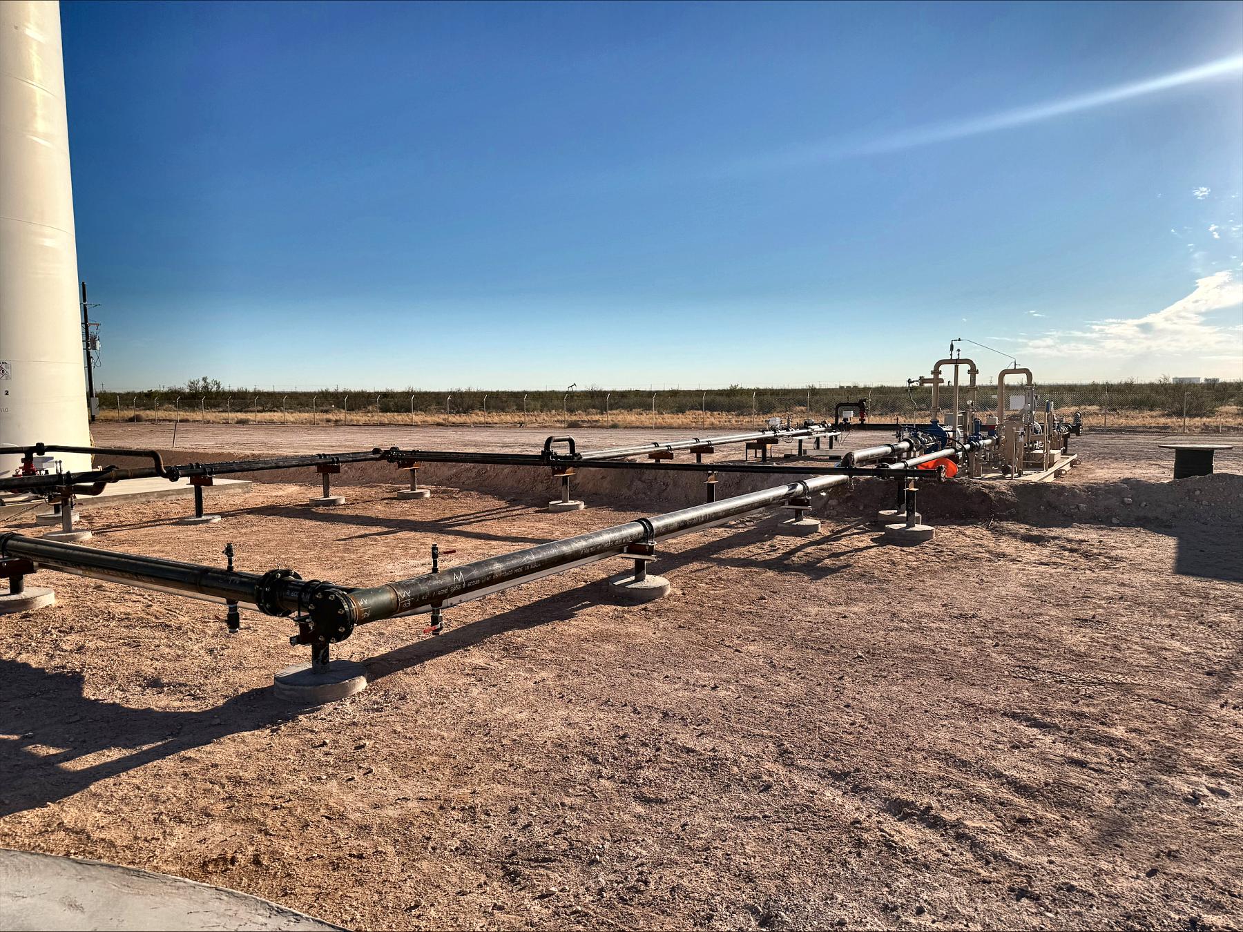 Multi-line gathering system and meter skid built by Encore on a Permian lease
